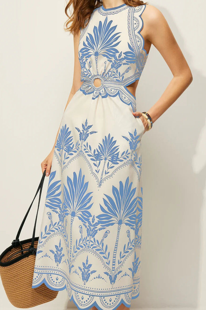 Casual damesjurk in maxi lengte met bloemenprint en boho uitstraling