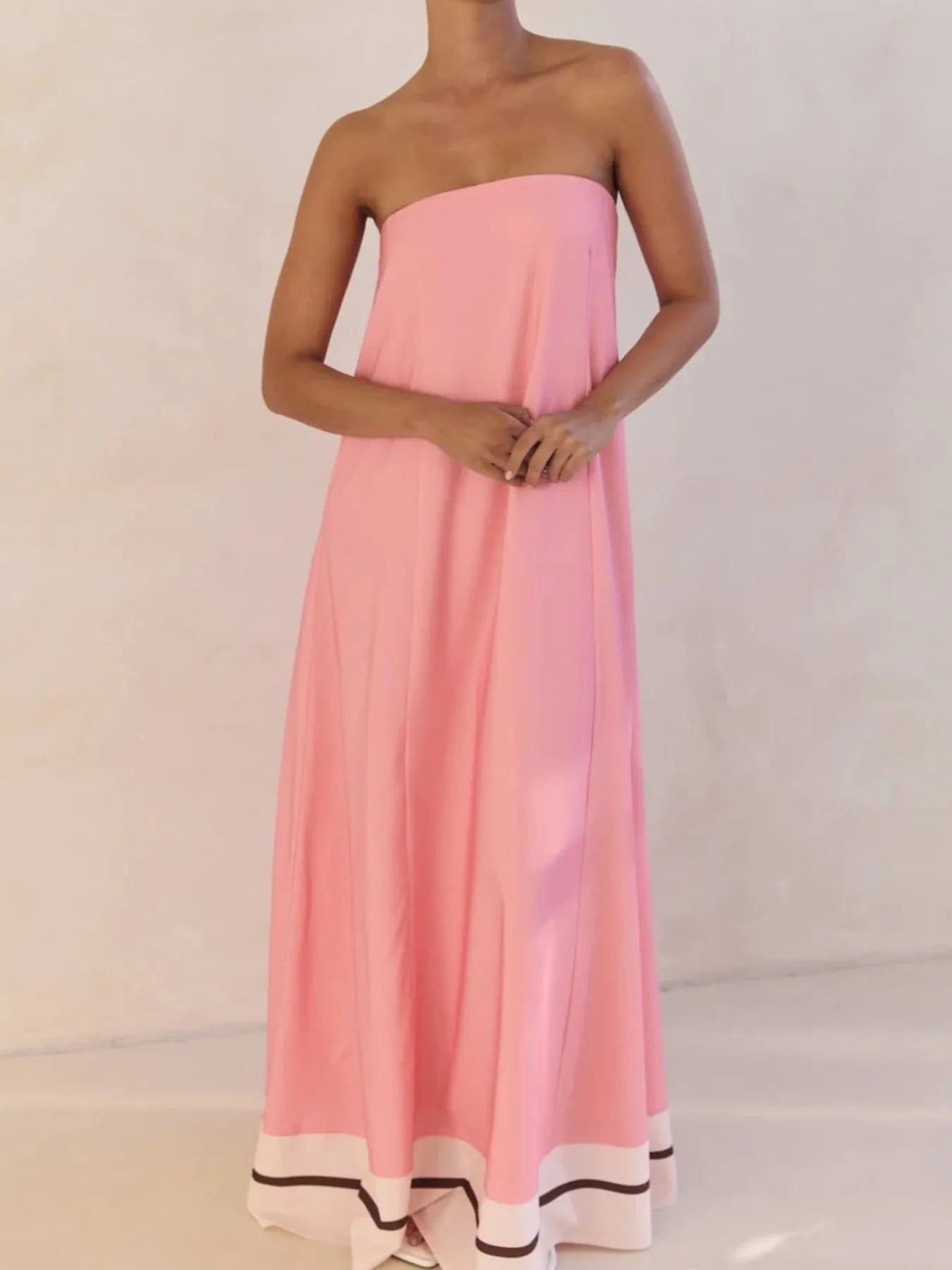 Maxi-jurk met plooien en print in buisstijl