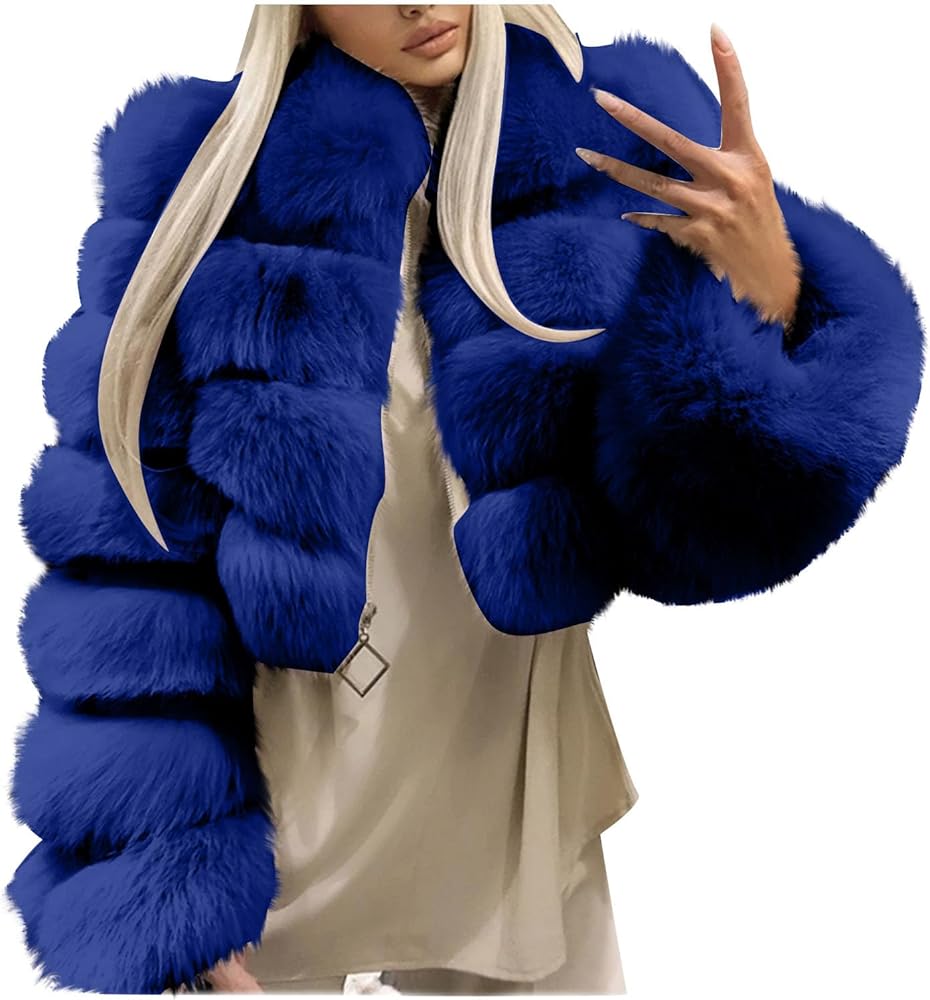 Blauwe Faux Fur Jas