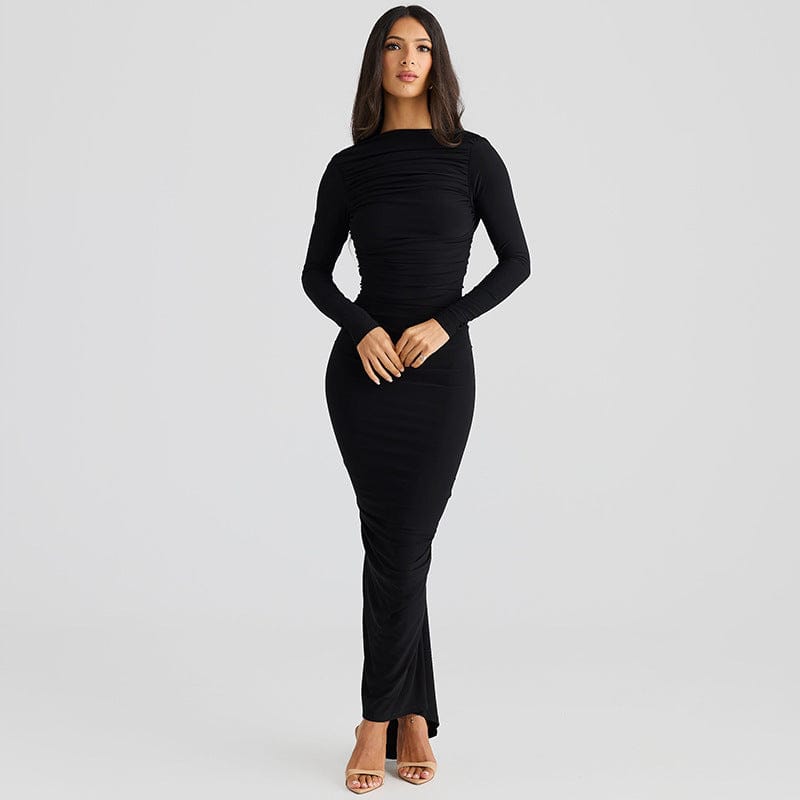 Dames Lange Jurk Met Ruchingdetail