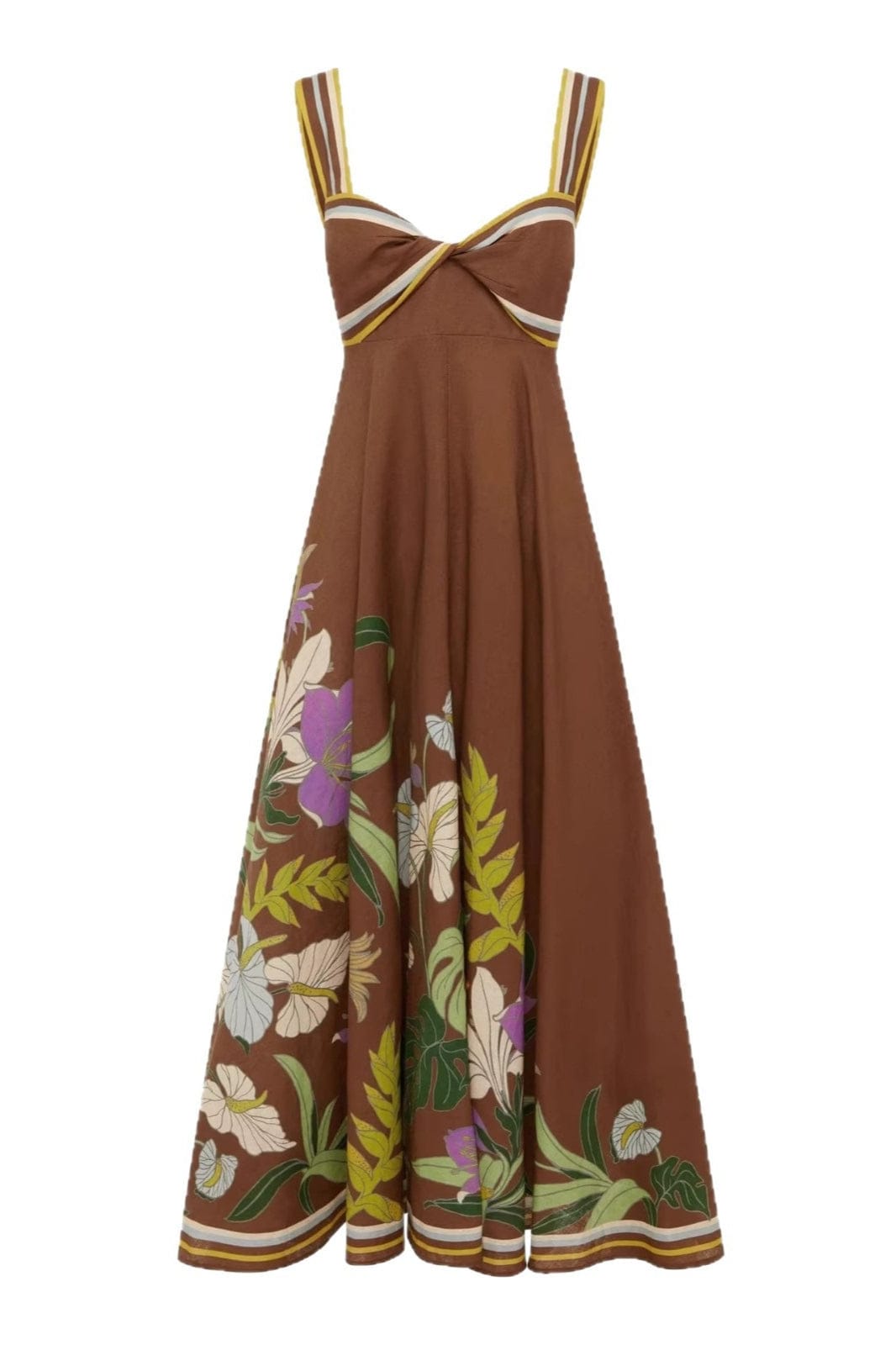 Dames Maxi Jurk Met Bloemenprint En Strepen