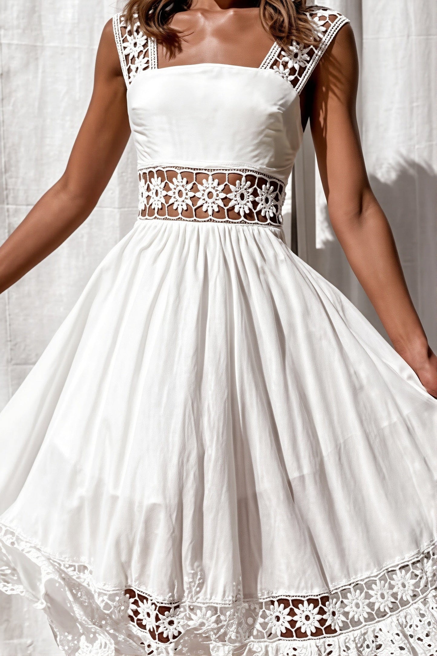 Dames Maxi Jurk Met Kant En Uitsnijdingen