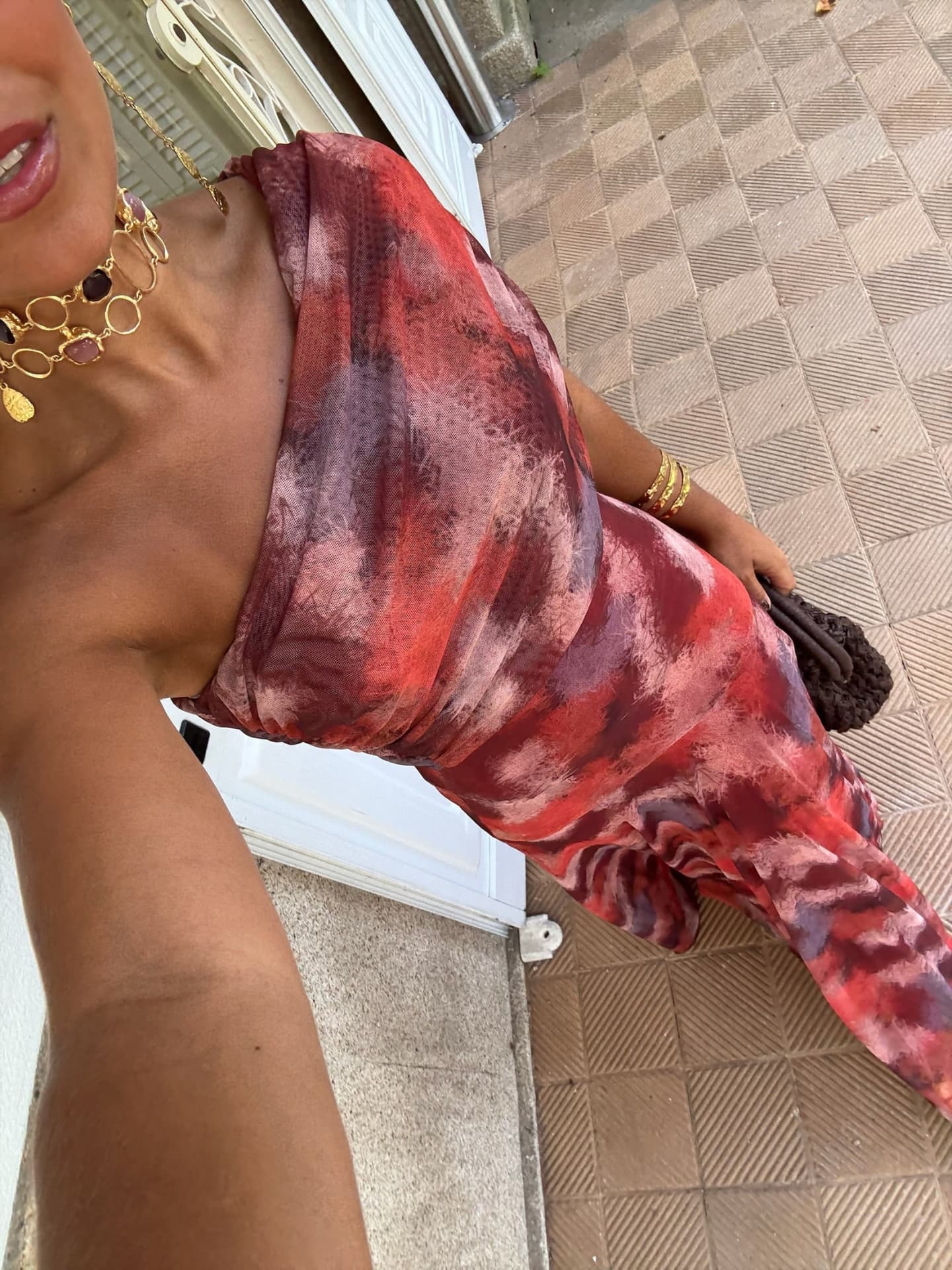 Dames Maxi Jurk Met One Shoulder Print