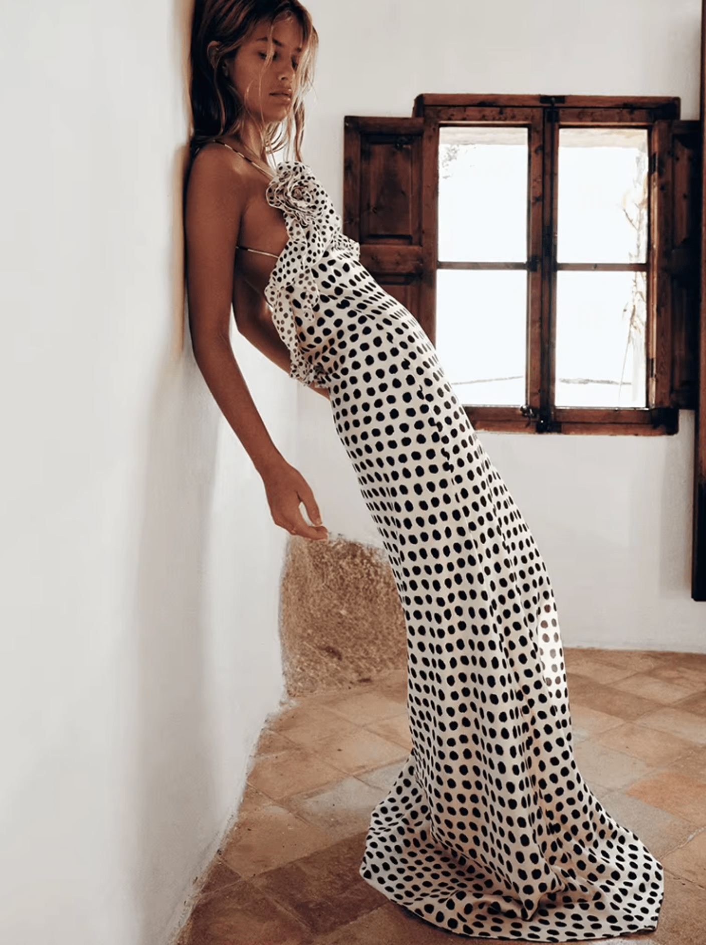 Maxi Jurk Met Zwart-Witte Stippen