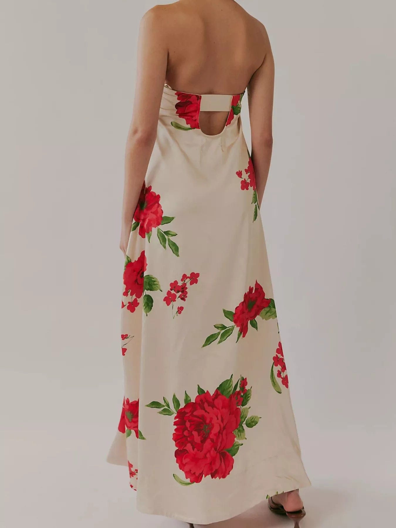 Maxi-jurk van polyester met bloemenprint en mouwloos design