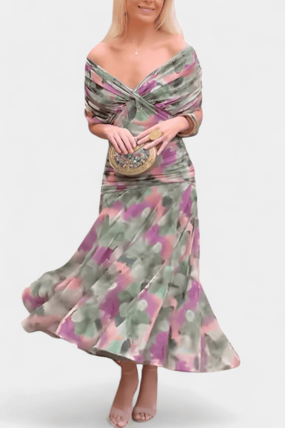 Dames Maxijurk Met Bloemenprint En V Hals