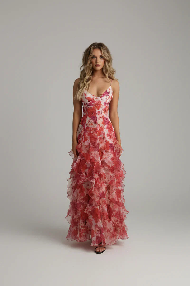 Boheemse maxi-jurk met bloemenprint