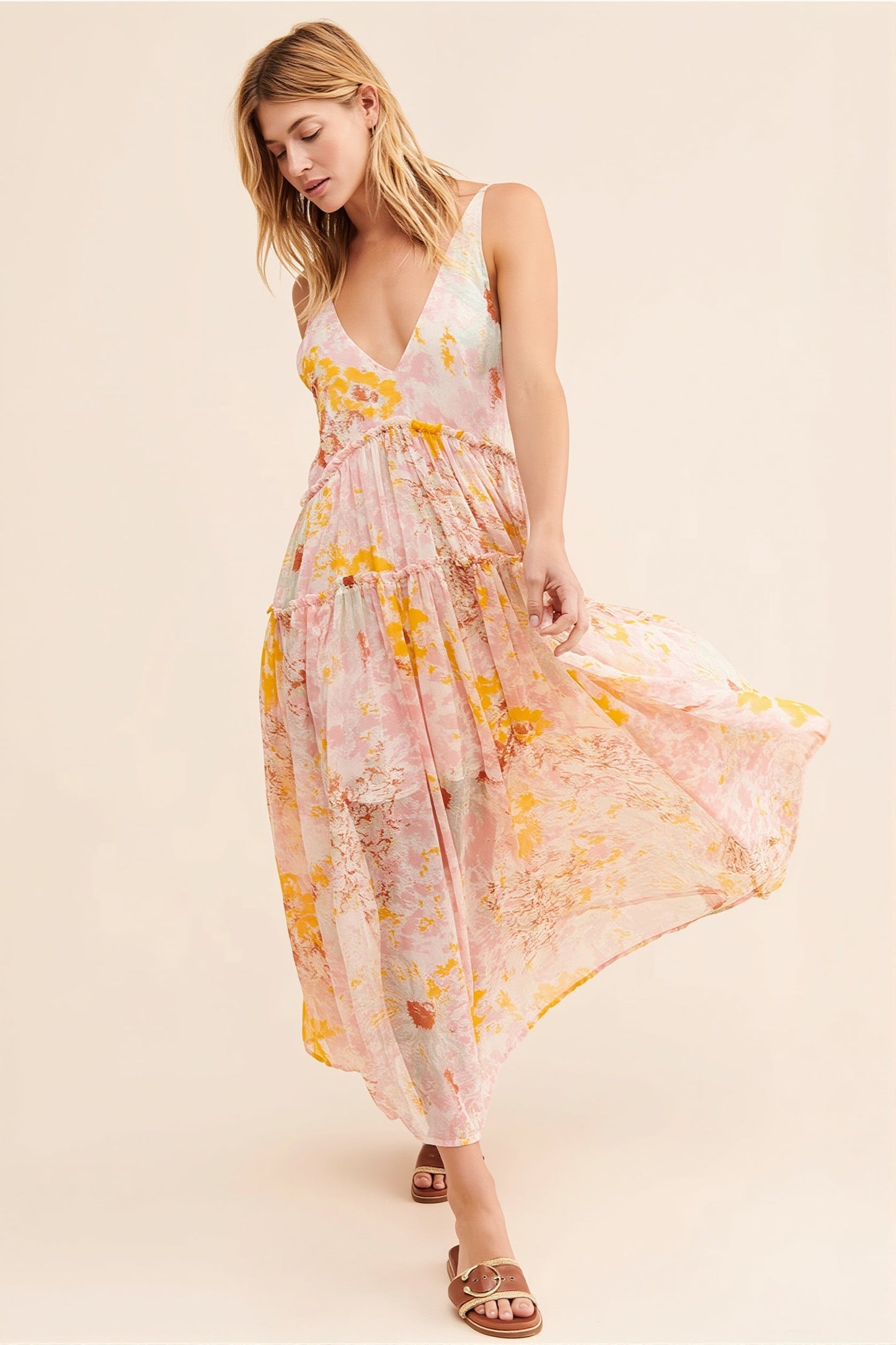 Luchtige maxi jurk met bloemenprint voor dames, ideaal voor de zomer