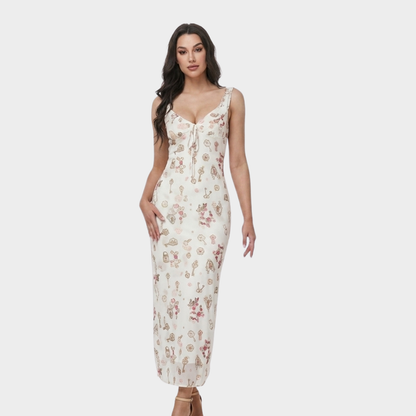 Dames Aansluitende Maxi Jurk Met Bloemenprint