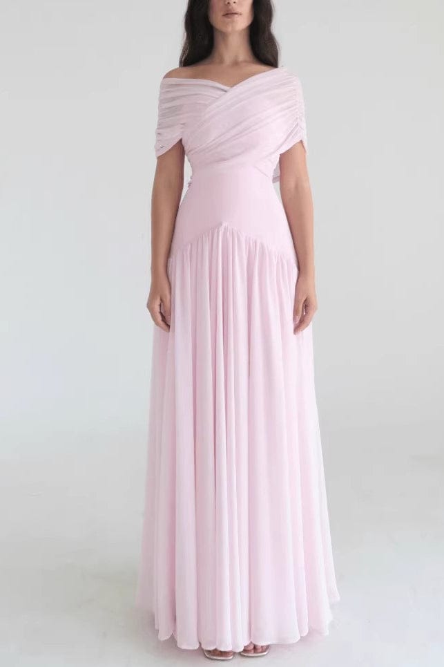 Dames Off Shoulder Maxi Jurk Roze