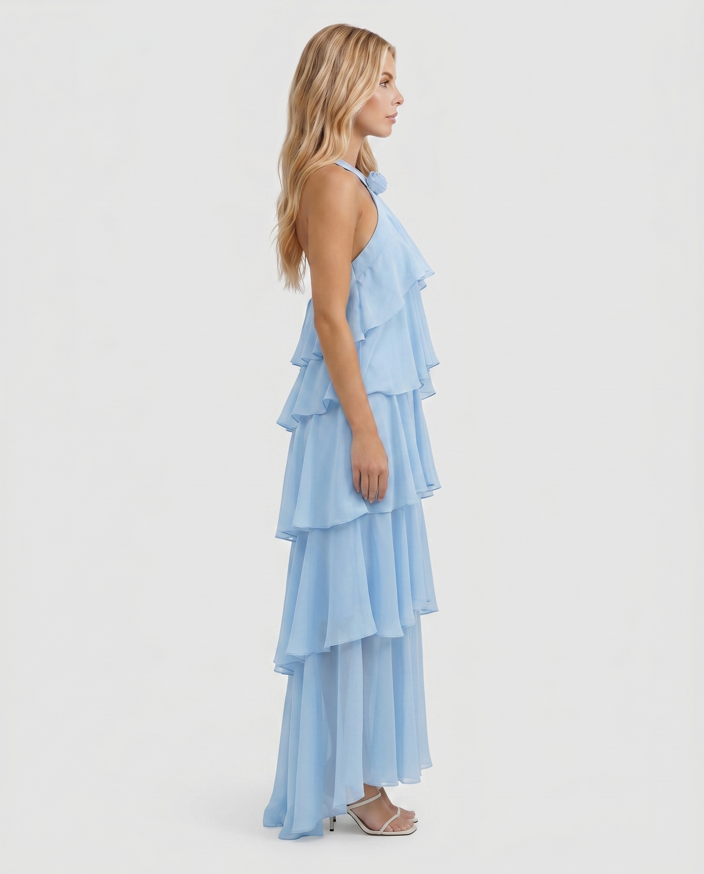 Mouwloze Maxi Jurk met Bloemenprint en Halternek voor Dames