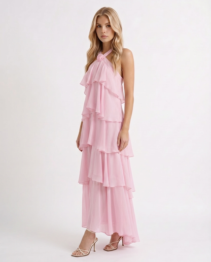 Mouwloze Maxi Jurk met Bloemenprint en Halternek voor Dames
