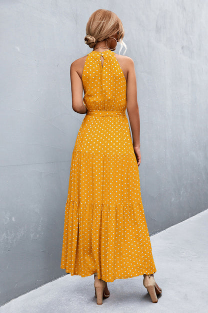 Geprinte Mouwloze Maxi Jurk met Tailleband