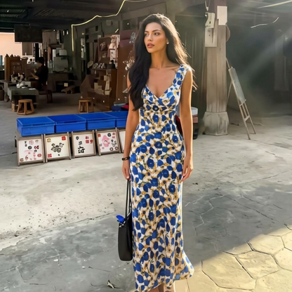 Dames Aansluitende Maxi Jurk Met Bloemenprint