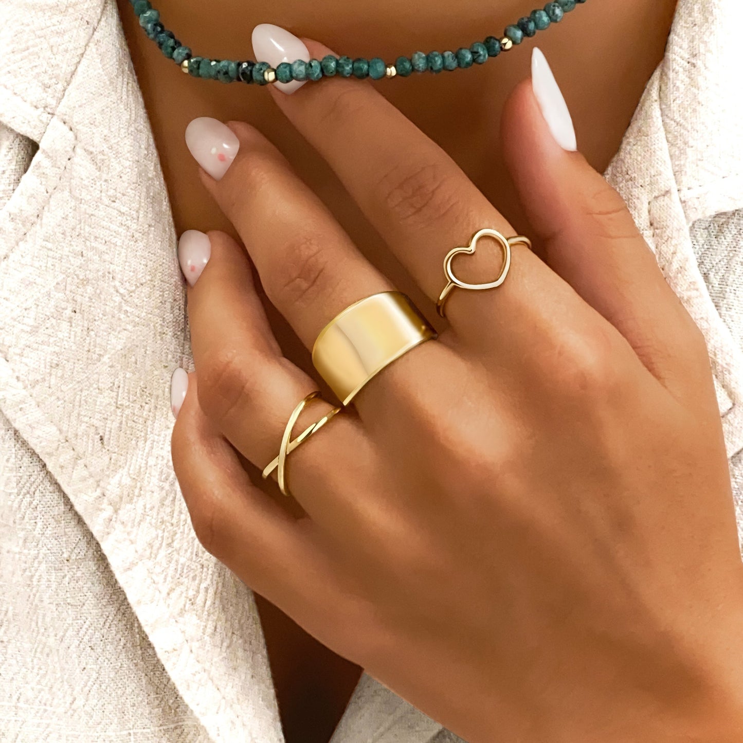 Natuurstenen Jade Ketting Met Goud Verguld Zilver