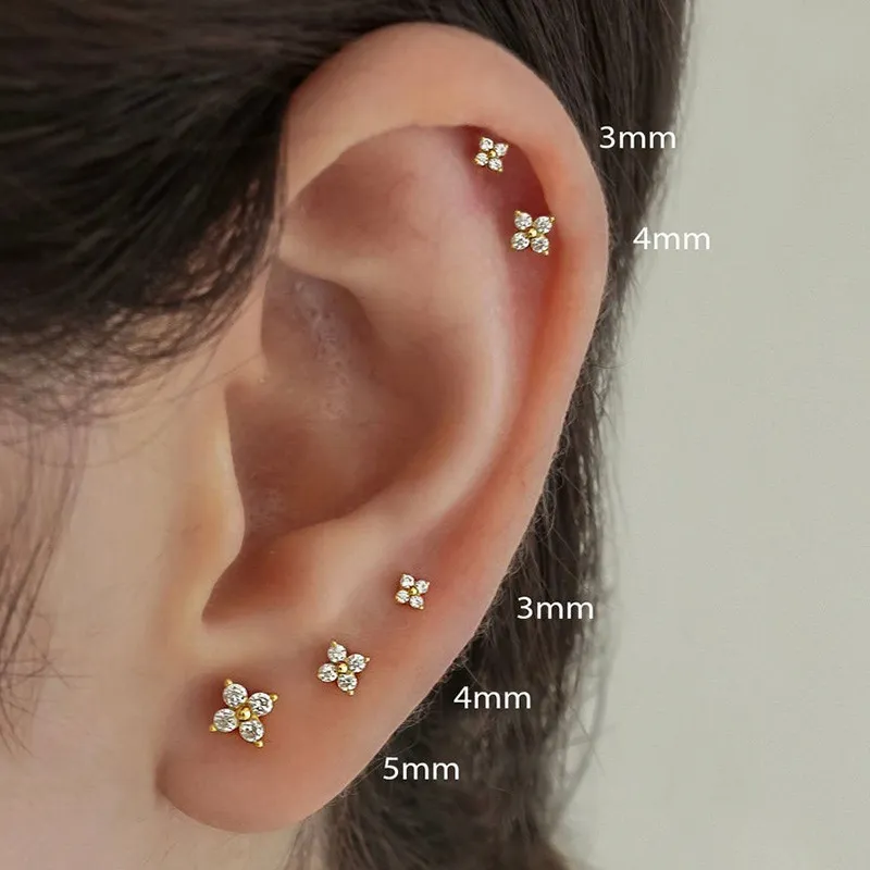 Oorbellen met bloemstuds van sterling zilver