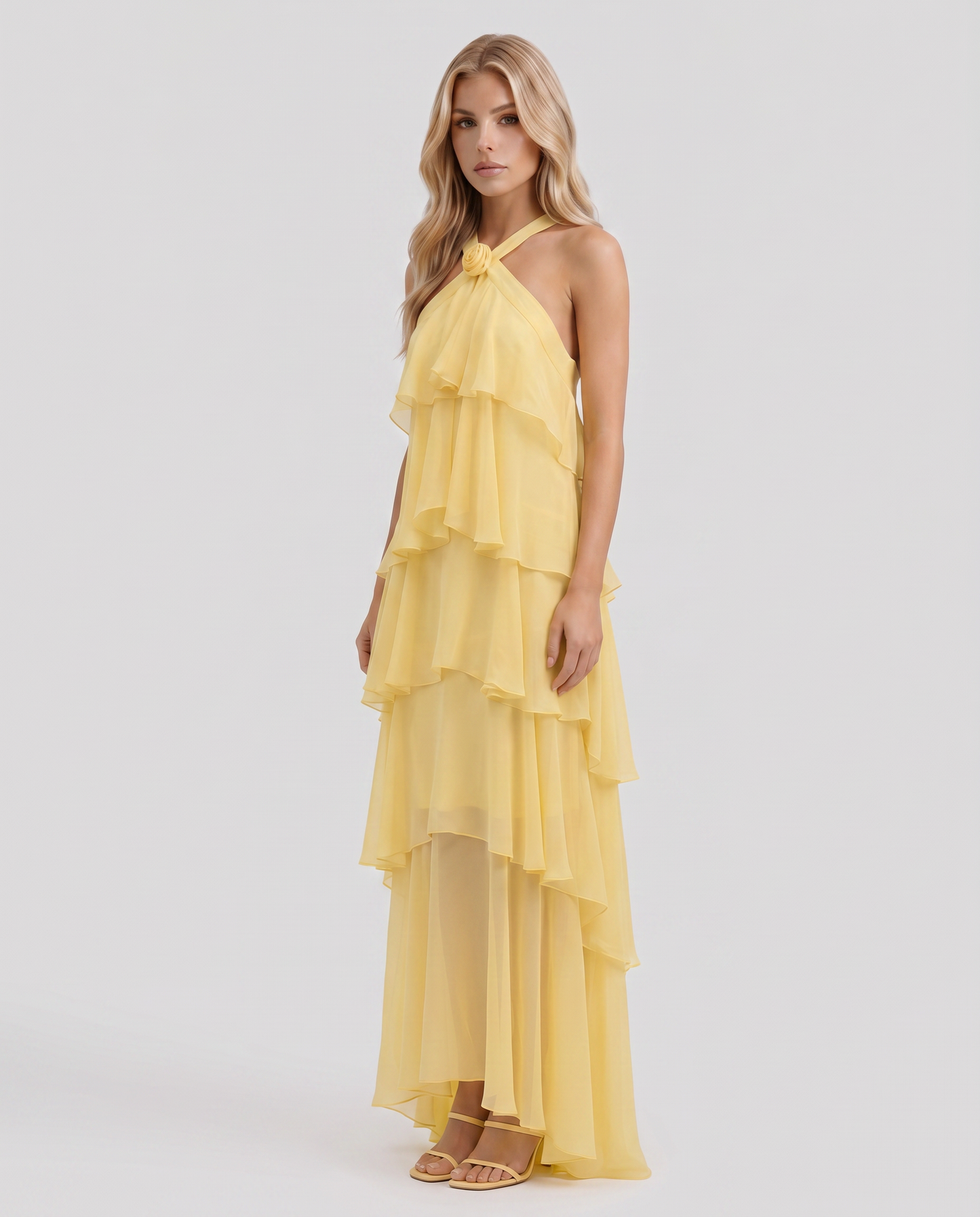 Mouwloze Maxi Jurk met Bloemenprint en Halternek voor Dames