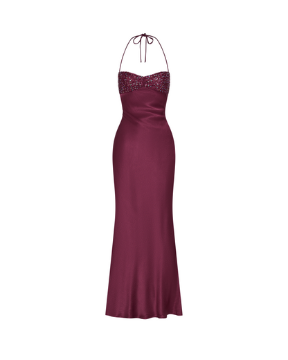 Elegante dames maxi jurk met open rug en soepele rok