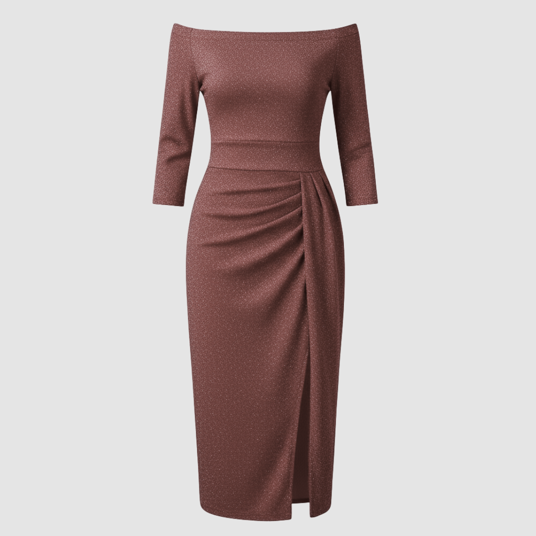 Dames Satijnen Off Shoulder Maxi Jurk Voor Bruiloft