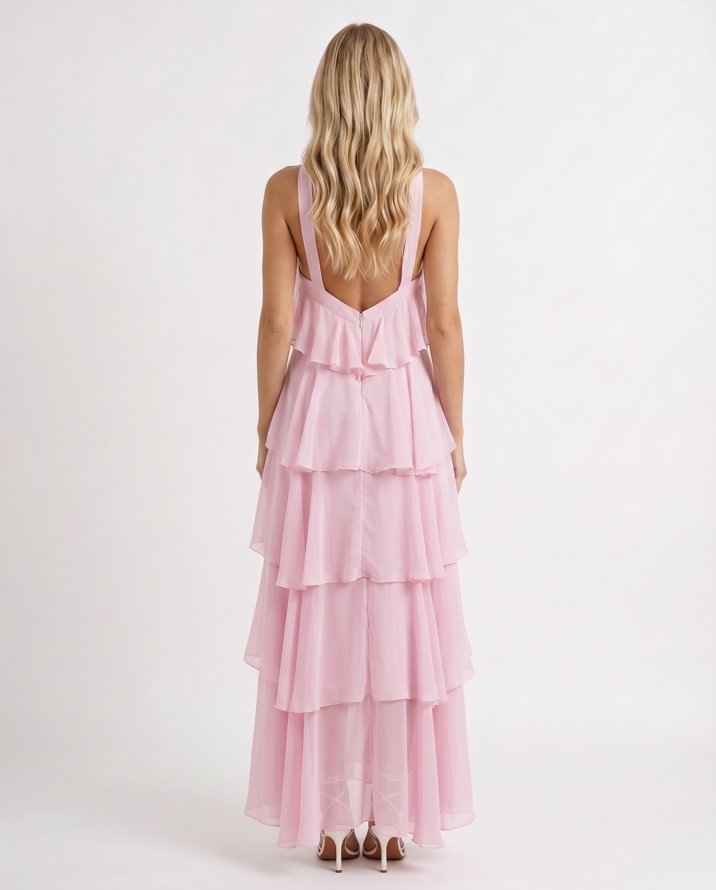 Mouwloze Maxi Jurk met Bloemenprint en Halternek voor Dames