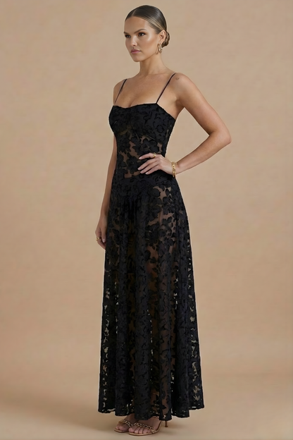 Dames maxi jurk met bloemenprint en dunne bandjes