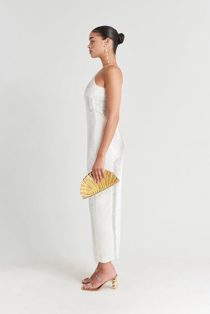 Polyester Maxi Jurk met Open Rug en Onregelmatige Zoom
