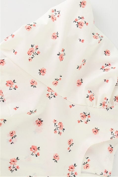 Lange bloemenjurk voor dames met pofmouwen, achteraanzicht