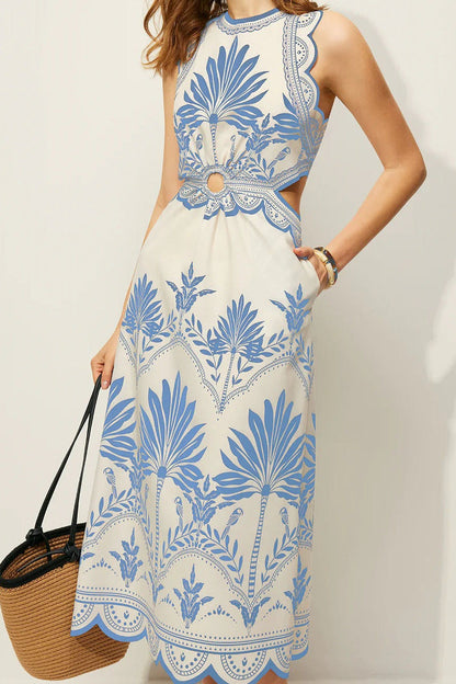 Casual damesjurk in maxi lengte met bloemenprint en boho uitstraling