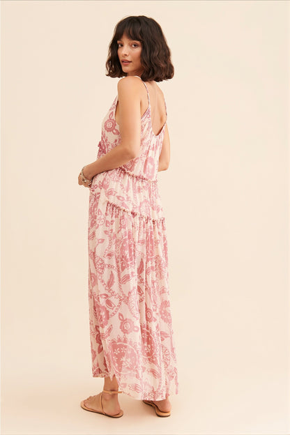 Dames maxi jurk met bloemenprint en V-hals, stijlvolle zomerse look