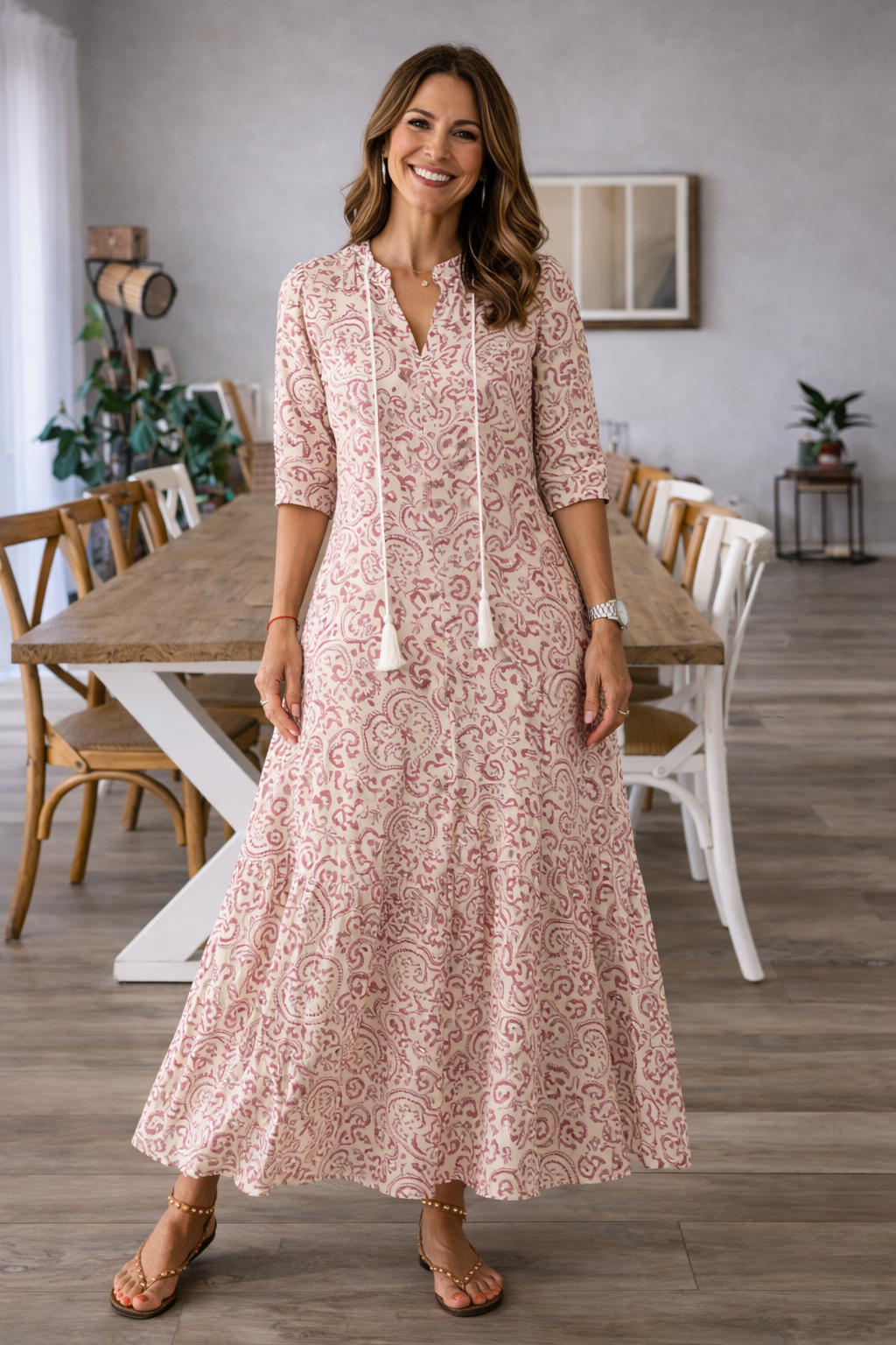 Dames Mouwloze V-Hals Maxi Jurk van Polyester