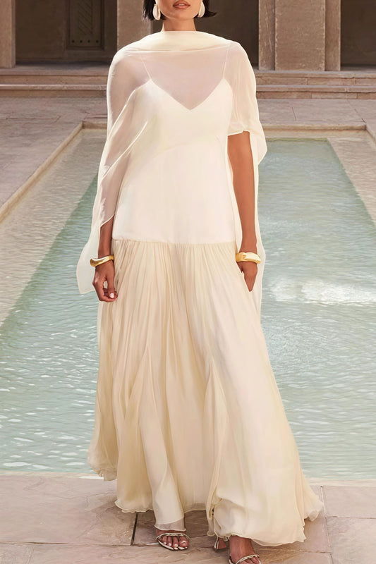 Chiffon Vloeiende Cami Maxi Jurk Abrikoos