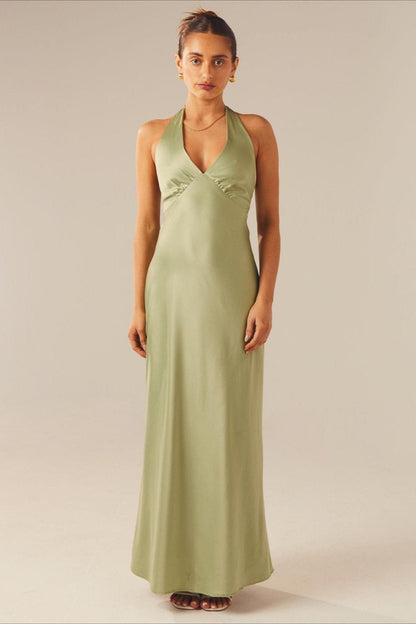 Dames feestjurk maxi met V-hals en mouwloos ontwerp