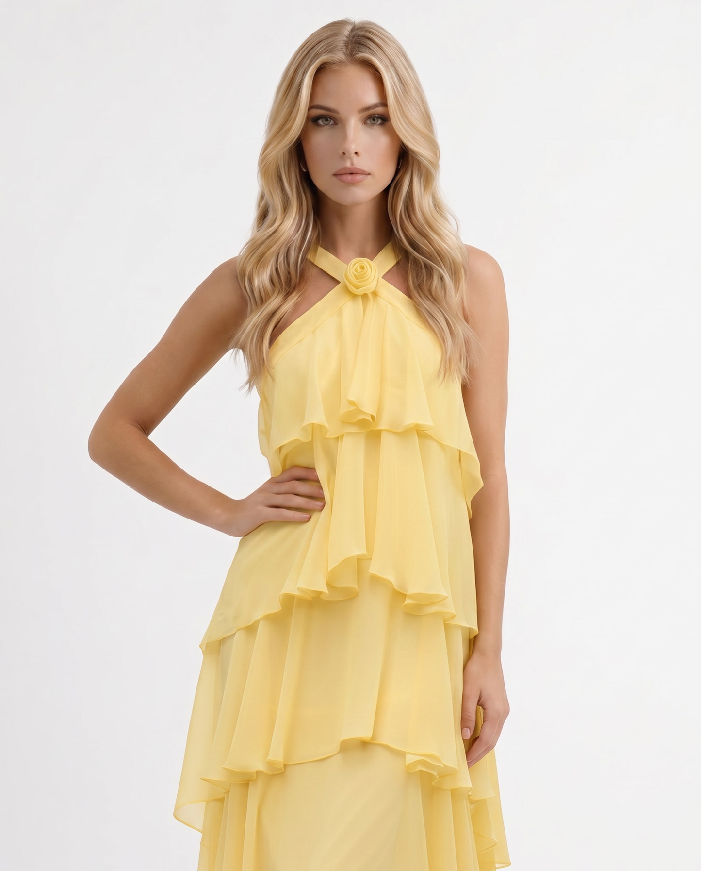 Mouwloze Maxi Jurk met Bloemenprint en Halternek voor Dames