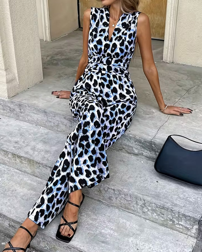 Dames Jumpsuit Met Luipaardprint Mouwloos