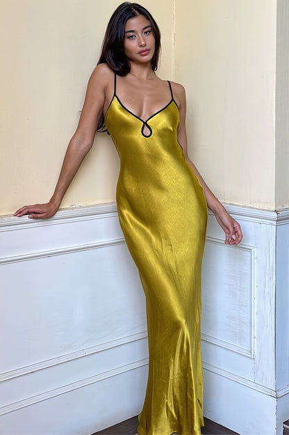 Dames maxi jurk met open rug en V-hals in een strakke bodycon pasvorm