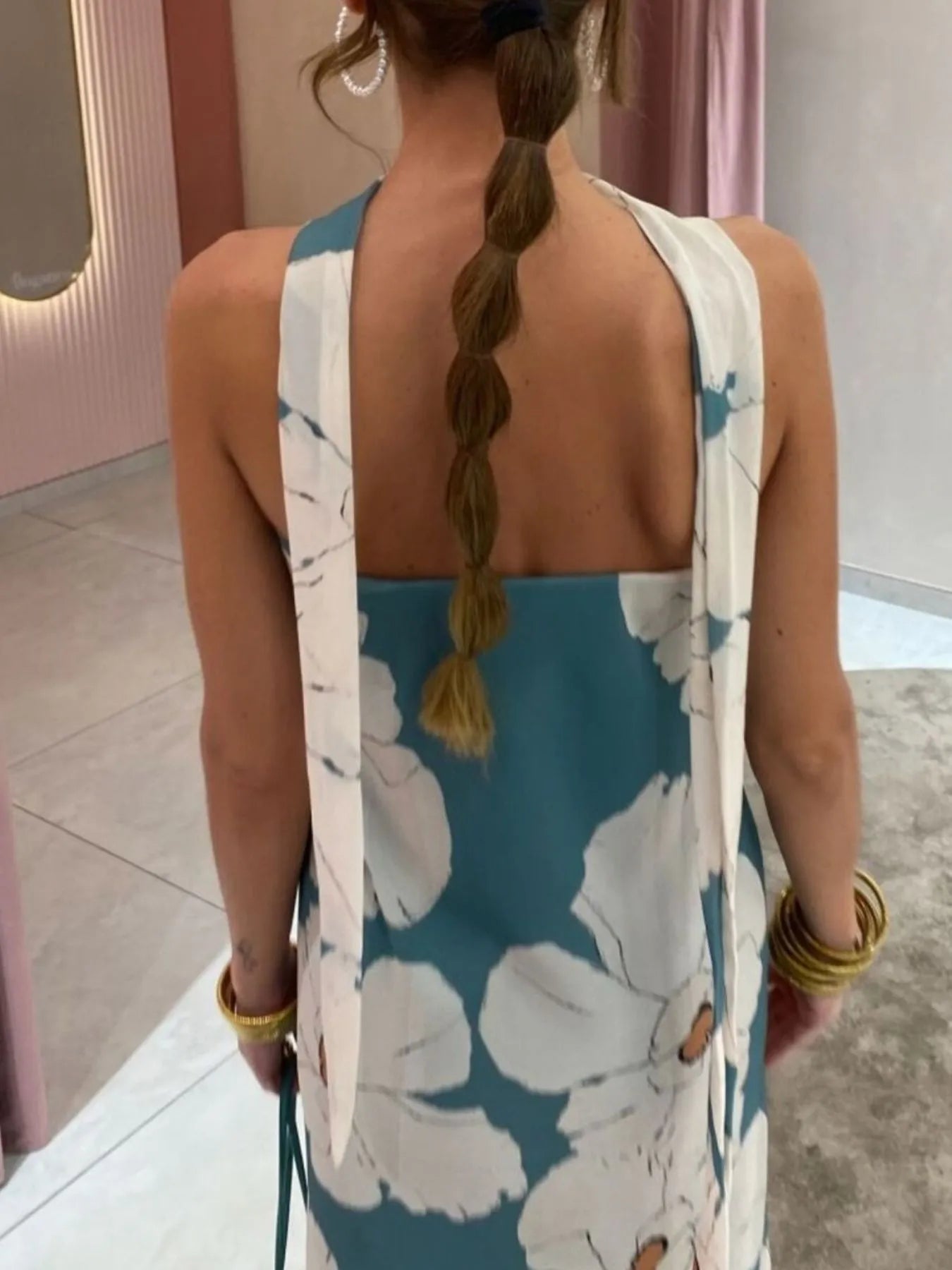 Bedrukt polyester buis maxi-jurk
