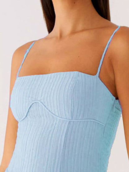 Minijurk met geplooide volantzoom en cami-stijl
