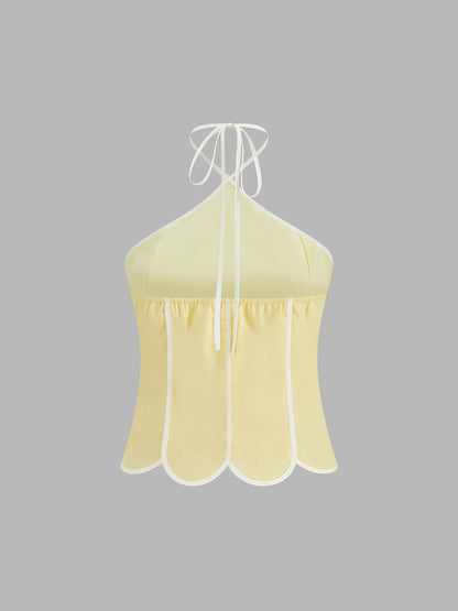 Dames haltertop en midi rok set, achteraanzicht