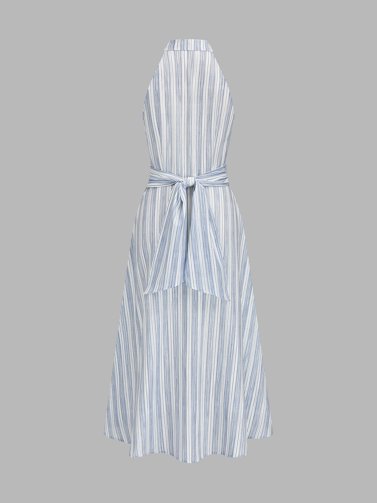Dames halter maxi jurk met strepen, achteraanzicht