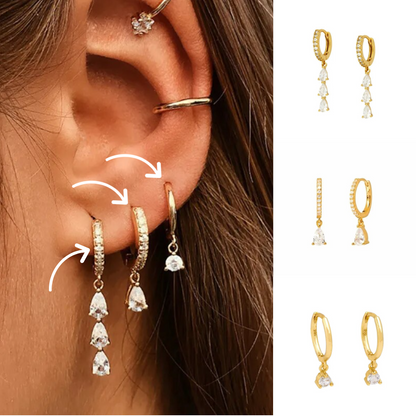 Dames Zilveren Oorbellen Set Met Hoops En Hangers