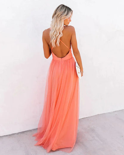 Maxi Orange Airy Ibiza Beach Dress