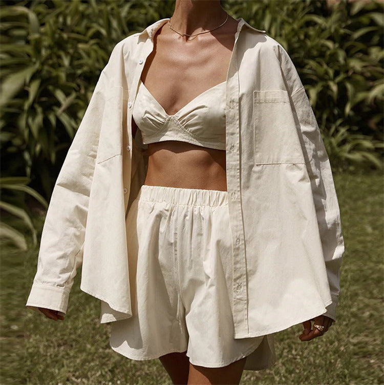 Dames Oversized Linnen Hemd En Shorts Set