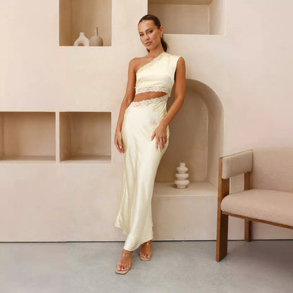 Dames Asymmetrische Kanten Trouwjurk