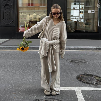 Dames Gebreid Relaxed Ensemble Met Sjaal