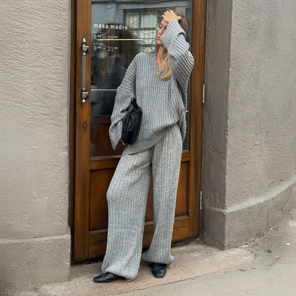 Dames Gebreid Relaxed Ensemble Met Sjaal