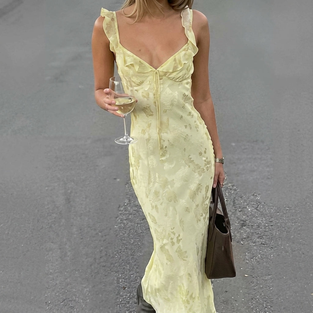 Dames Aansluitende Maxi Jurk Met Bloemenprint