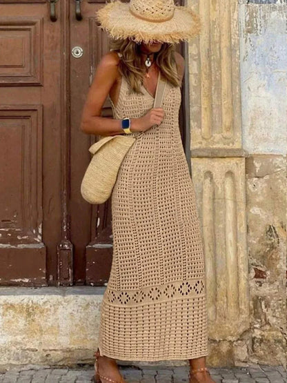 Dames Gehaakte Holle V-hals Strandcover-up Tuniek