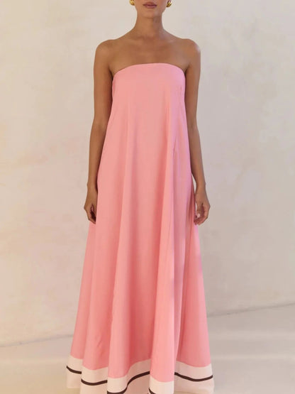 Maxi-jurk met plooien en print in buisstijl