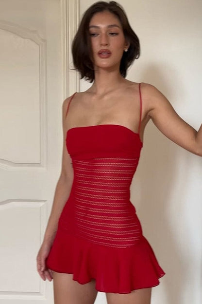 Bandeau Cami Slim Fit Mini Jurk Rood
