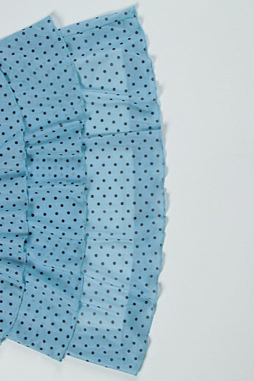 Bandeau Polkadot Mesh Strik Mini Jurk Blauw